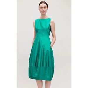 COS Teal Silk-Cotton Cocoon Dress Size 2